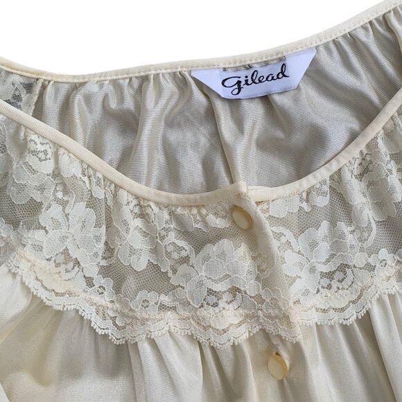 Vintage Gilead Cream Floral Lace Romantic Lingerie Nightie Pajama Nightgown L - Picture 3 of 6